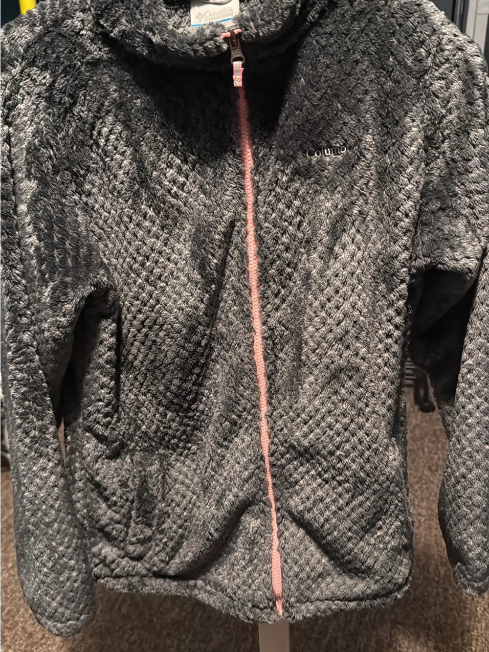 Columbia Women’s Charcoal Teddy Jacket with Pink Zipper
